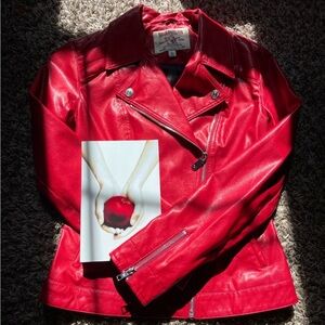 True Religion blood red leather jacket